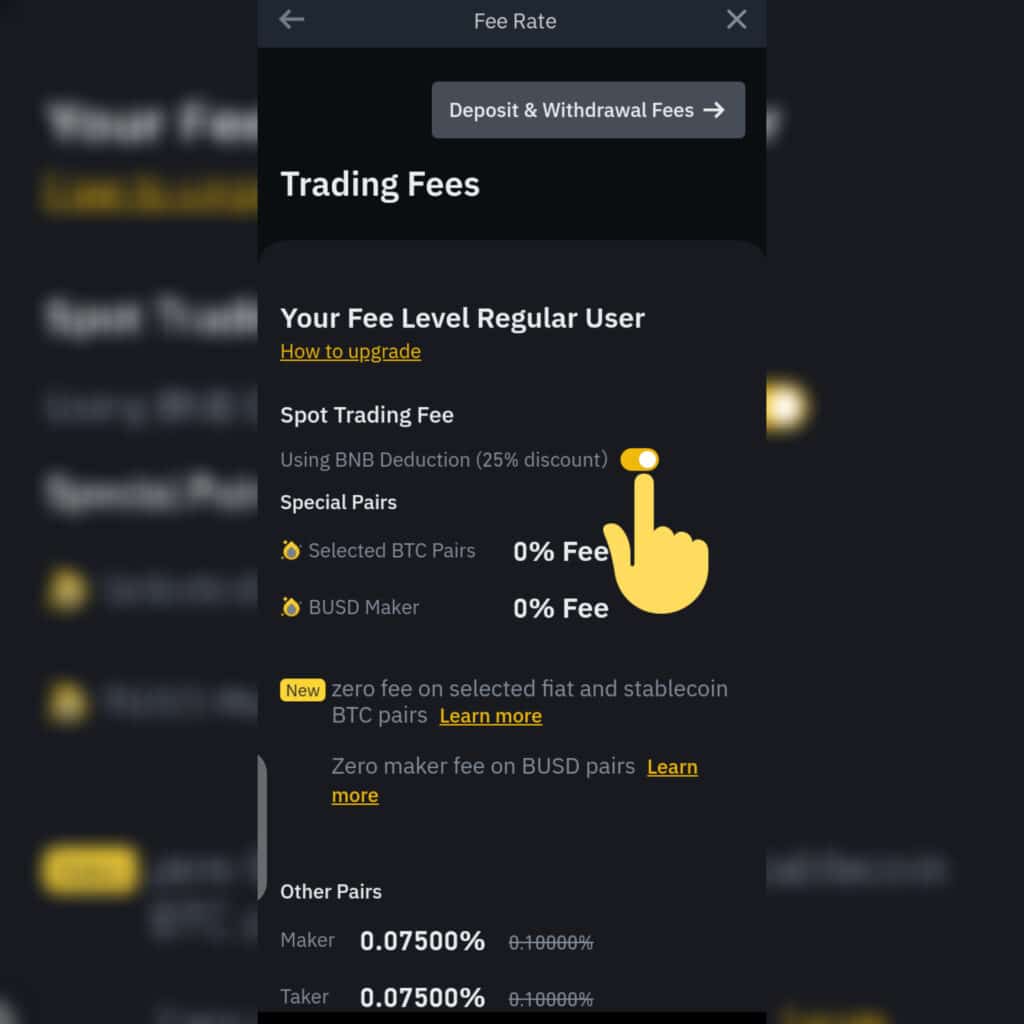 Activate BNB for Trading Fee